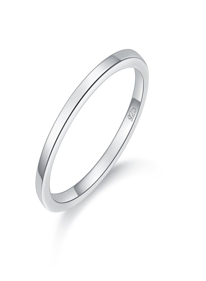 بورو خاتم BORUO من الفضة الإسترليني عيار 925، خواتم قابلة للتكديس، تصميم بسيط على شكل قبة، مقاوم للصدأ، مريح للارتداء، خاتم زفاف، هدية للمناسبات الخاصة، عرض 1.5 مم، مقاس 9 - Image 1